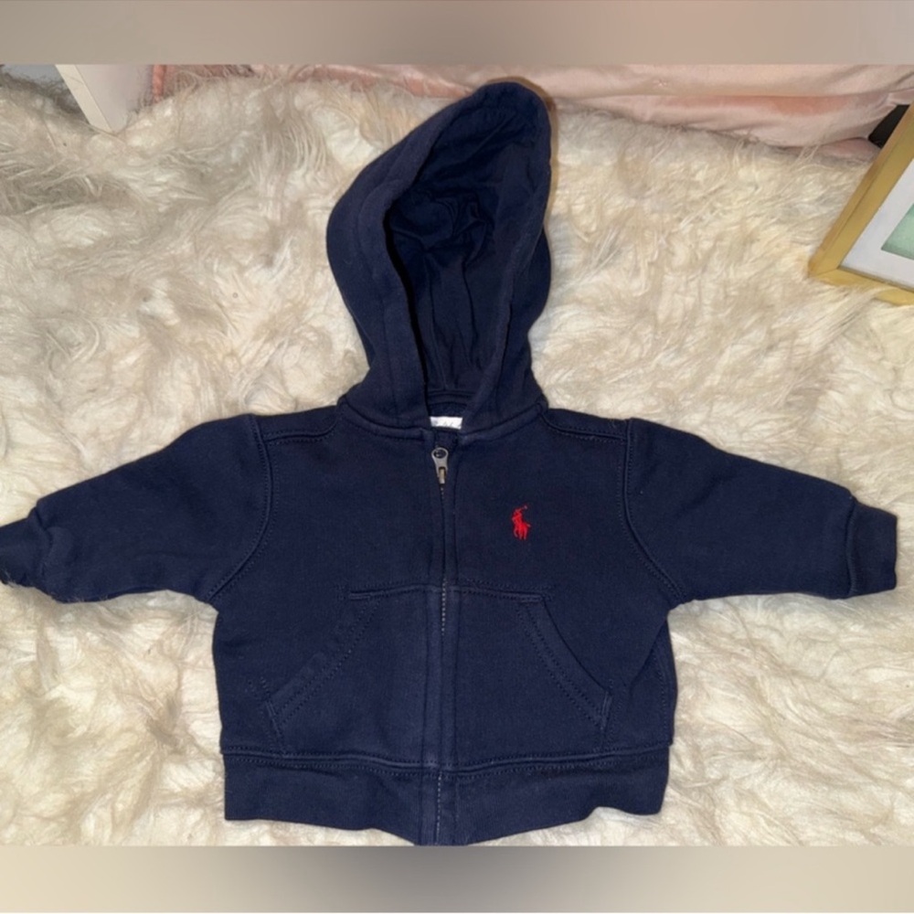 RALPH LAUREN POLO Bundle: Blue jeans, White & light blue onesie shirt& jacket. - Picture 9 of 9